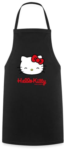 Spreadshirt Hello Kitty Souriante Avec Le Lettrage Hello Kitty Tablier Cuisine, taille unique, noir