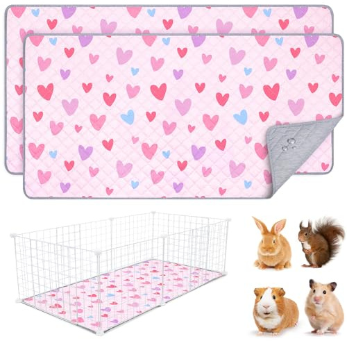 BeBeJoJo Lote De 2 Esterillas Lavables Y Reutilizables para Jaula De Cobaya, Acolchadas Y Absorbentes para Orina, para Conejos, Hámsters Y Pequeños Animales