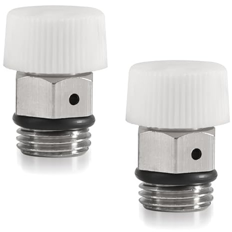 Silkwish 2 pezzi valvola di sfiato per termosifone da 1/4 pollice - 1/4 in ottone con testa in plastica girevole - Valvole di ventilazione in rame per scarico dell'aria in prese d'aria e termosifoni