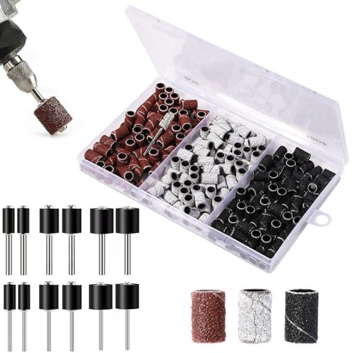 222 Pièces Embout Ponceuse Ongles, Embouts Ponceuse Manchons, Embout Emeri Ongles Bandes de Ponçage Professionnelles 80# 120# 180# Grain Ponceuse Emeri Rouleaux Lime Ongles pour Manucure Pédicure