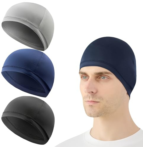 JYXNU 3 Pezzi Cappelli da Ciclismo Estivo, Estivo Seta di Ghiaccio Antivento Sottocasco Moto sotto Traspirante Casco Cuffia Berretto Skull cap Ciclismo Sportivo Sport Berretto, per Uomo Donna