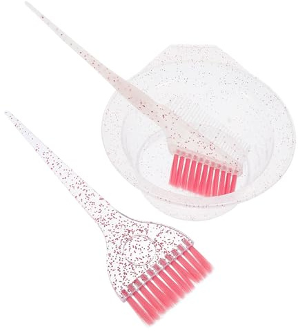 WESIEVYA Juego de Pincel para Teñir el Cabello Cuenco para Mezclar Tinte, Set 3 Piezas Transparente Brillo Perlado, Adecuado para Peluquería Profesional y Coloración en Casa