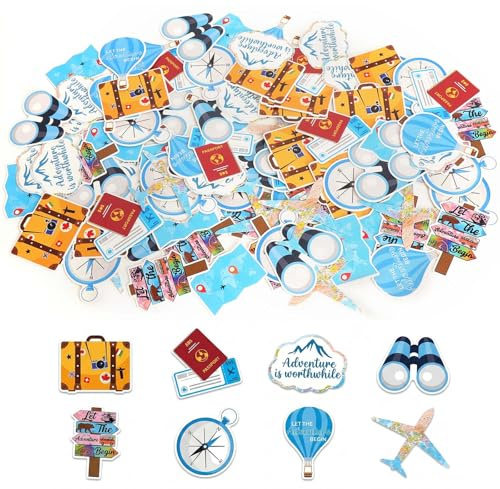confetti da viaggio da 100 pezzi decorazioni da spargere in viaggio per compleanni confetti per feste a tema avventura nei colori blu e bianco con immagini di aeroplani