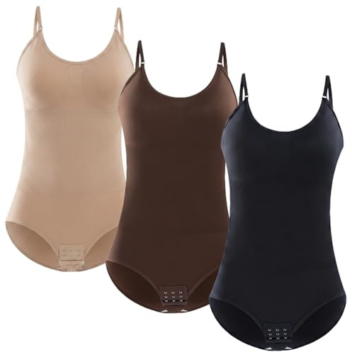 bergxperten kali body gainant inairi, 3 Body Gainant Femme Sans Couture Body Sculptant Invisible Respirant avec Maintien Poitrine Bretelles Réglables Agrafes Rapides Body Shapewear Femme