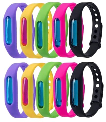 Syutokul 10-pack insektsarmband avstötande för barn och vuxna, justerbara silikonbandsband, citronella-armband, slumpmässiga färger