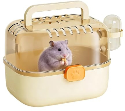 Hamster Transport Box with Carry Handle, Water Bottle and