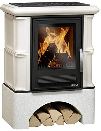 Justus Bavaria 6347 50 – Camino kachel acero bianco kachel camino 7 KW Stufa a Legna
