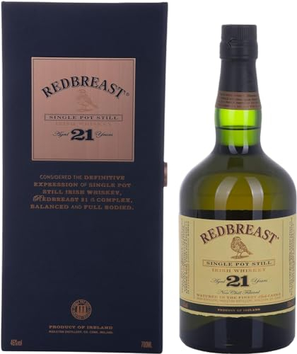 Redbreast 21 Year Old Single Pot Still Irish Whiskey, 70cl, 46% ABV – Sherry & Bourbon Barrel Maturation, Deep Fruit, Oak Spice & Long Elegant Finish, Gold Winning Irish Whiskey