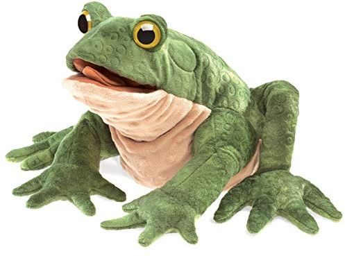Folkmanis Toad Hand Puppet, Green/Light Tan