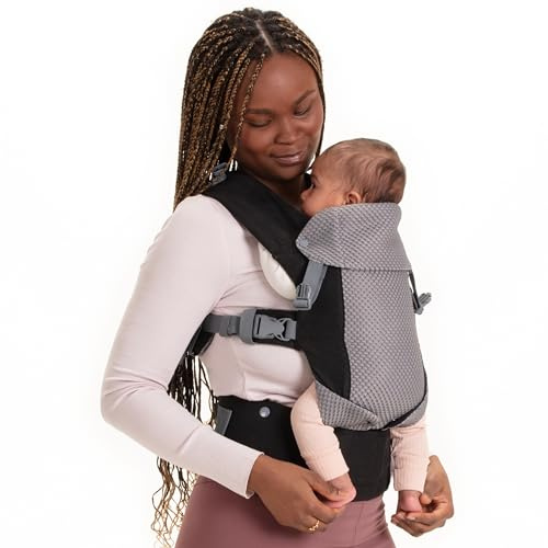 Beco Gemini Mochila Portabebés Ergonómica de 3,2 a 15,8 kg (7–35 lbs) - Posición en M, Asiento Ajustable - Mochila de Porteo para Recién Nacidos y Niños PequeñosMalla 3D transpirable (Cool Black)