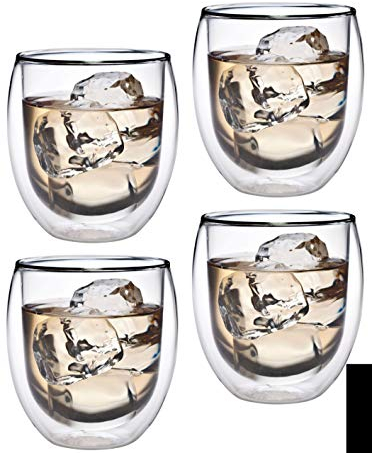 Feelino Tasse a Cafe, 4x Tasse Double Paroi, Tasses Cafe en Verre Original 320ml, Verre Double Paroi au Design Flottant, Tasse Transparente Café Cappuccino, Macchiato, Latte, Lavable au Lave-vaisselle