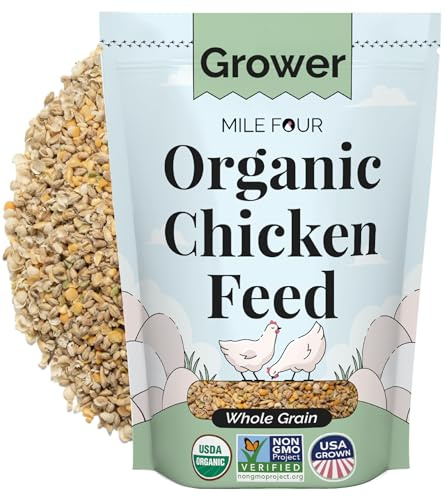 Mile Four Organic Chicken Feed – Grower Whole Grain, Non-GMO, USA Grown, 18% Protein, Corn-Free, Soy-Free, Non-Medicated Feed for Chickens, 2 lb Sample
