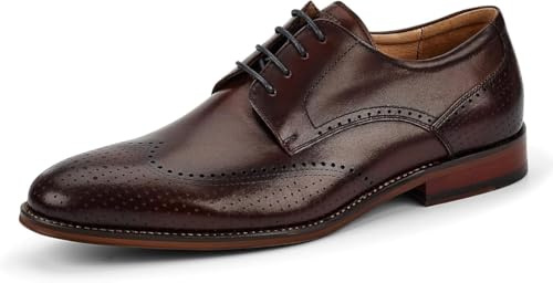 DIGEL Selleng Chaussures d'affaires pour homme | Derbys en cuir véritable avec motif brogue, chaussures élégantes à lacets pour bureau, mariage, occasions festives, marron foncé, 41 EU