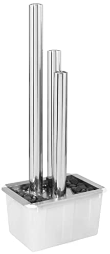 vidaXL Gartenbrunnen mit LED Beleuchtung Säulenbrunnen Springbrunnen Garten Deko Brunnen Zierbrunnen Wasserspiel Silbern 48x34x123cm Edelstahl