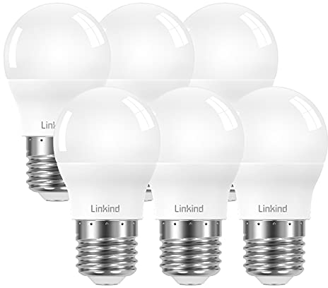 Linkind LED-Leuchtmittel mit E27-Schraubgewinde, Warmweiß, 2700 K, 60 W Equilavent, 7,5 W Edison-Gewinde, Golfball-Glühbirnen, 806 Lumen, AC 220–240 V, nicht dimmbar, 6 Stück
