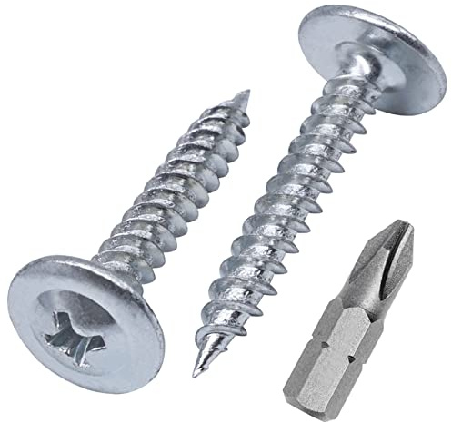 Confezione da 250 viti in acciaio zincato, per legno e metallo, testa a croce modificata tonda e larga, autofilettanti, 4,2 x 25 mm