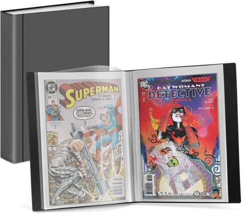 Dunwell Album de rangement pour bandes dessinées – Pour les bandes dessinées actuelles, l'âge d'argent, les bandes dessinées ordinaires emballées et emballées dans un sac avec 6 pochettes super