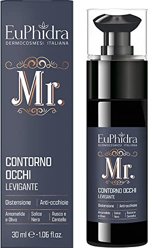 Euphidra Mr - Contorno de ojos suavizante ideal para el hombre, gel fresco con efecto relajante, bote dispensador 30 ml, para reducir los signos de cansancio