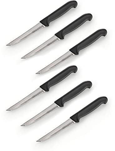 Buddy's Blades - Steakmesser, 6er Set, Messerset, Gemüsemesser, Brötchenmesser Küchenmesser, Ergonomischer Griff, 22 cm Länge, Edelstahl