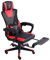 TRISENS Gaming Stuhl im modernen Racing-Design mit einklappbarer Fußstütze - Gaming Chair mit flexiblen Armlehnen - ergonomischer Gaming Schreibtischstuhl mit extra Stützkissen, Farbe:Schwarz/Rot