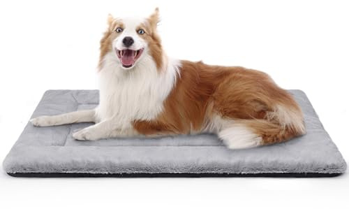 ZENGAOOU Panier Chien Lavable, 90x60 cm Tapis Chien Grande Taille, Matelas pour Chiens avec Base Antidérapante, Confortable et Respirant Dog Bed pour Grands Chiens, Chats, Lapins, Gris