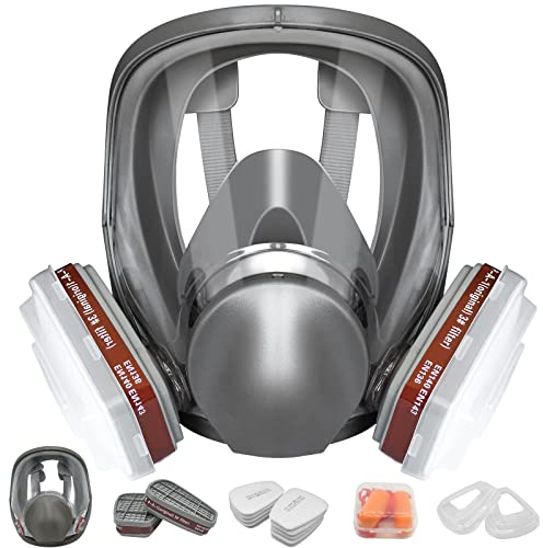 ANUNU Vollschutzmaske Atemschutzmaske, Staubschutzmaske mit Aktivkohle Filter für Malerei schützt, Gas, Farbe, Staub, Chemikalien und anderem Arbeitsschutz