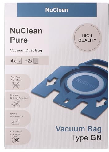 NuClean - Replacement for Miele Hoover Bags - Compatible with HyClean C3 GN Cat and Dog Vacuum Dust Bag (4 Bags, 2 Filters & Scented Fresheners)