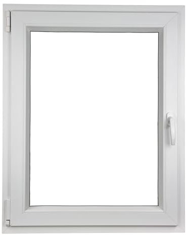 ALUCON Fenster 800x900 mm – Kunststofffenster 80x90 cm – Flügelfenster Innen Weiß/Außen Weiß – DIN Links