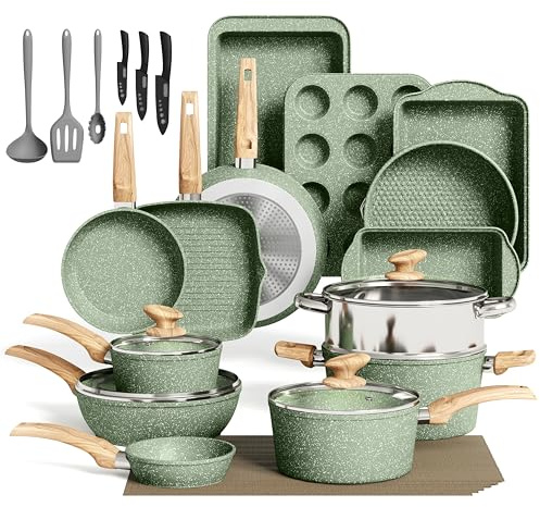 MAISON ARTS 30 Piece Pots and Pans Set, Kitchen Cookware Sets Non Stick