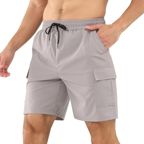 Superora Hombres Cargo Pantalones Cortos Transpirables de Secado Rápido y Elásticos de Corte Relajado Shorts para Deporte y Tiempo Libre,Utilitarios de Trabajo con Múltiples Bolsillos