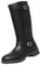 liaddkv Damen Reitstiefel Leder Breit, Kniehohe Stiefel Mit Schnalle Bike Langschaftstiefel Gothic Lederstiefel Runde Zehenpartie Westernstiefel Freizeit Motorradstiefel Klassisch Schlupfstiefel