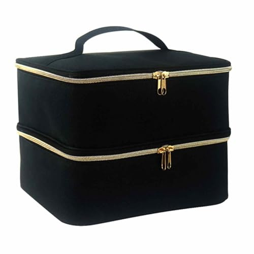 Almacenamiento Esmalte Uñas | 25x20x19cm Estuche Transporte Viaje Maquillaje Manicura Doble Capa | Organizador Esmalte Uñas Portátil Contiene 30 Botellas Y Estuche Lámpara Uñas