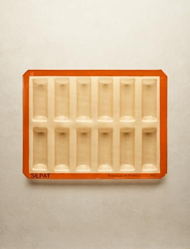 Silpat Moule Buche Glace - 12 Bûchettes – Idéal pour Pâtisserie, Entremets et Apéritifs - Antiadhésif et Réutilisable – Cuisson Optimale – Silicone Alimentaire Résistant - Qualité Professionnelle