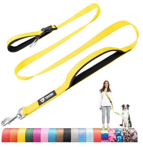 TSPRO Correas Manos Libres para Ajustable Perros Correa para Perros Correa para Caminar y Correr con Mango Acolchado Suave y Hebilla de Metal para Perros de Tamaño Mediano a Grande (Amarillo 25)