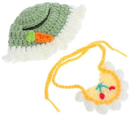 YARNOW Costume Poupée Compatible Chapeau Tissé et Bavoir pour Décoration et Fête Accessoires Créatifs pour Habillage de Poupée