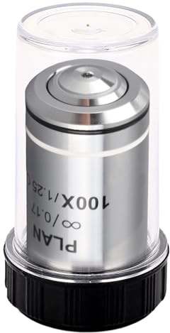 Gearwell Microscope Objective Lens, Infinite Objective 100X, 20.2mm Optical Lens, Biological Microscope Accessory, Laboratory Imaging Lens, for Research Microscope