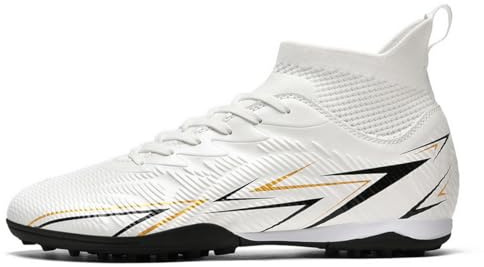 Football Boots Mens Astro Turf Football Boots Youth Non-Slip Professional Football Trainers Sport Indoor Soccer Shoes White