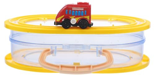 SOIMISS Mini Coche de Cuerda Rojo Caja de Almacenamiento Transparente para Juguetes, Modelo de Tren de Alta Velocidad, Caja Portátil para Organización y Exhibición, Accesorios para Casas