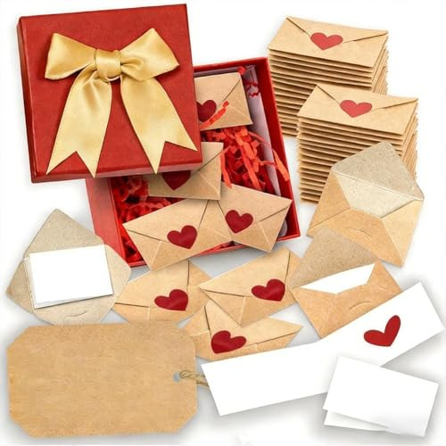 30Pack Mini Love Notes Box,Blank Note Cards and Envelopes,Blank Note Cards Set in Gift Box,DIY Valentine Card and I Love You Notes,Valentines Day Gifts For Boyfriend Girlfriend Husband Wife