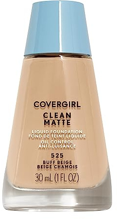 COVERGIRL Clean Matte Liquid Foundation Buff Beige 525, 1 oz (packaging may vary)