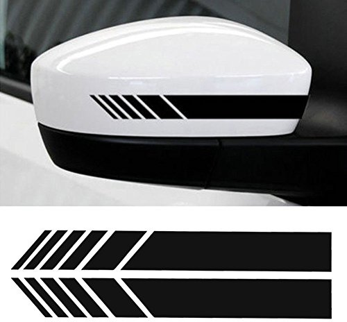 YOUNGFLY 2 Pcs Car Rear View Mirror Vinyl Sticker, Black