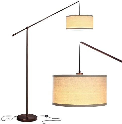 Brightech Hudson 2 - LED Floor lamp, Tall Lamp with Sturdy Base, Contemporary Arc Lamp for Living Rooms & Offices, Great Living Room Décor, Mid Century Modern Light for Bedroom - Rubbed Bronze