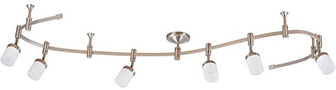 Catalina Lighting 96 6-Light Integrated LED Flex Track Spotlight Ceiling Light, Brushed Nickel, for Kitchen, Living Room, Home Lighting
