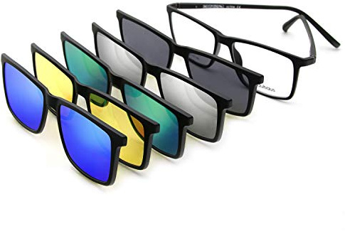 Bauhaus Magnetic Clip on Sunglasses for Men & Women Polarized UV Protection Retro Square Eyeglasses Fit Over Night Driving