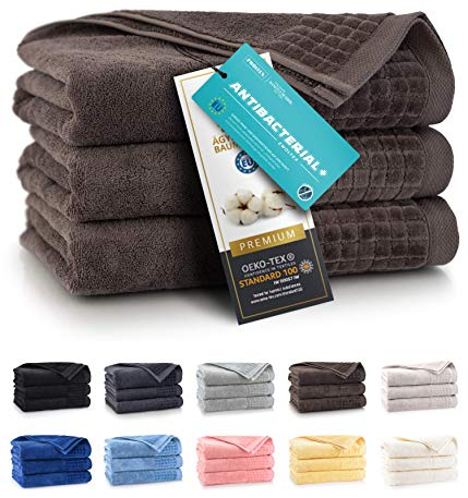 ZWOLTEX Himmlisch weiche Handtücher aus 100% Ägyptischer Baumwolle I Made IN EU I Gästehandtücher Ultra-Soft Duschtuch Badetuch - 3er Handtuch Set Braun