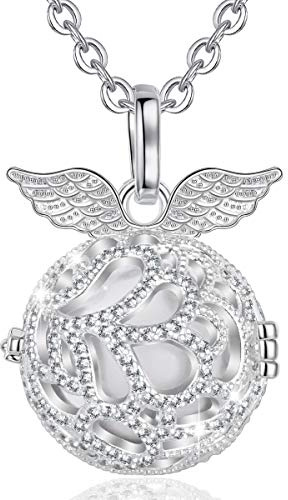 AEONSLOVE Collana Angeli Gravidanza, Collana Lunga Donna Ali d'angelo Con Ciondolo Chiama Angeli Bola Messicana Maternita per Mamma e Bambino Regalo Originale Bel Gioielli