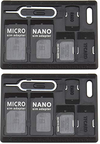 Create idea 2X Kits de Soporte de Almacenamiento de Adaptador de Tarjeta SIM Adaptador Micro Nano A Micro Convertidor Estándar Negro con Abridor de Bandeja Pines Expulsión