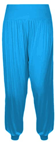 Gum & Berries Haremshose für Mädchen Alibaba locker lässig Baggy-Hose Sport Tanz elastisch Yoga-Leggings Kinder Neon ausgestelltes Kostüm Kinder Bequeme entspannte Hose mit hoher Türkis 13-14 Jahre