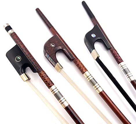 3 Snakewood Letterwood Upprättstående Kontrabassbåge 3/4, Vit/svart Bowhair Hästsvans Violinbåge full storlek (Color : Style 1)