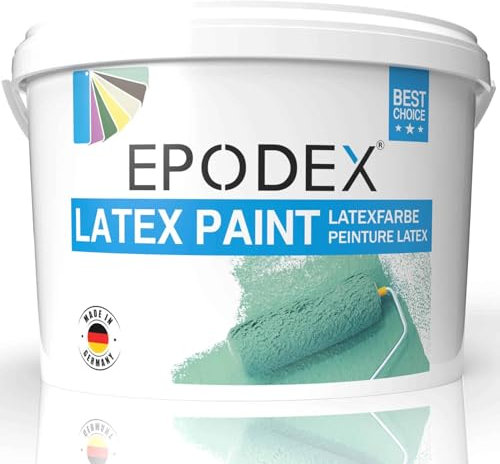 EPODEX® Peinture au latex mat | Résistant à l'abrasion, lavable, durable, faible odeur, haut pouvoir couvrant, 45 couleurs, blanc polaire et autres couleurs, 1 à 50 kg
